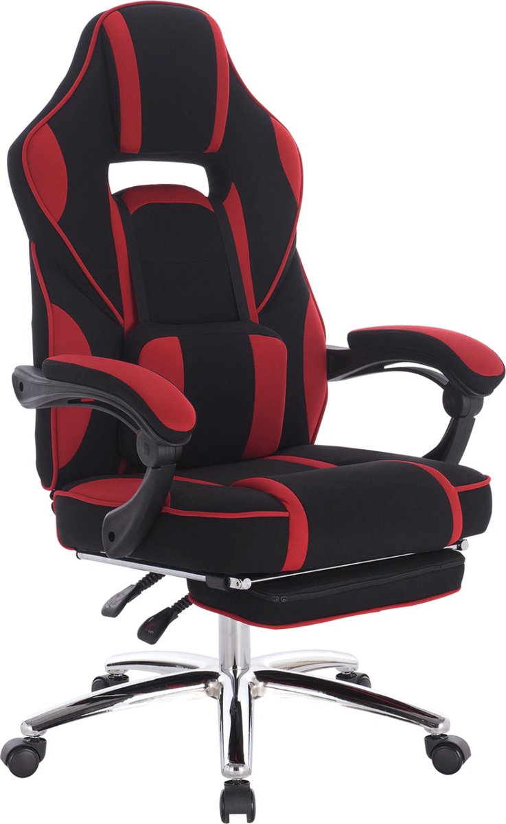 Happyment Gamestoel Paris - Rood - Met rugleuning en armleuning - In hoogte verstelbaar - Ergonomisch - Stof