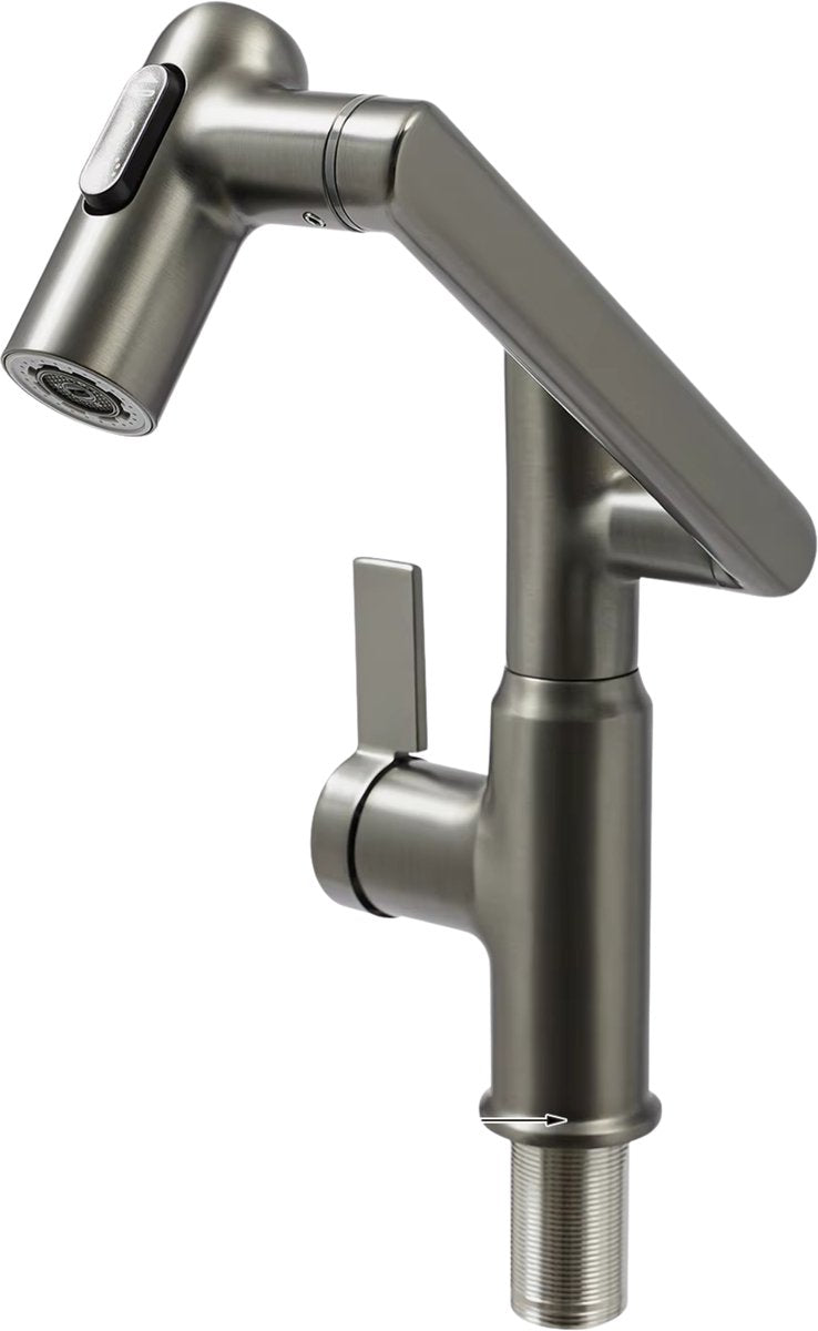Badkamerkraan - Wastafelkraan - Voor badkamer en keuken - Met LED-temperatuurindicator - Grijs