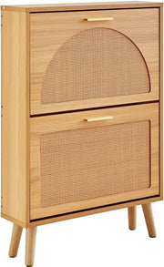 Schoenenkast met klep - 2 kleppen - Schoenenbank - Houtkleur - Kantelsysteem - Schoenenbak - 36KG