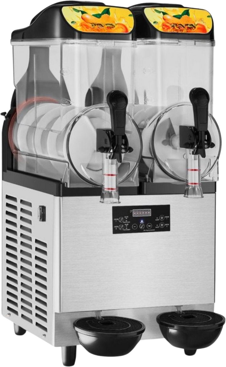 Professionele Slush puppy machine - 12L - Voor Ijskoude Drankjes - Frozen drink maker van Roestvrij Staal - Dubbele tank