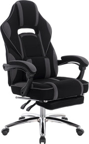 Happyment Gamestoel Berlin - Grijs - Met rugleuning en armleuning - In hoogte verstelbaar - Ergonomisch - Stof