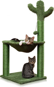Happyment® Unieke Cactus Krabpaal voor Katten - Zachte Kattenmand hangmat - Kattenspeelgoed - Geschikt voor kleine kittens - 93 CM