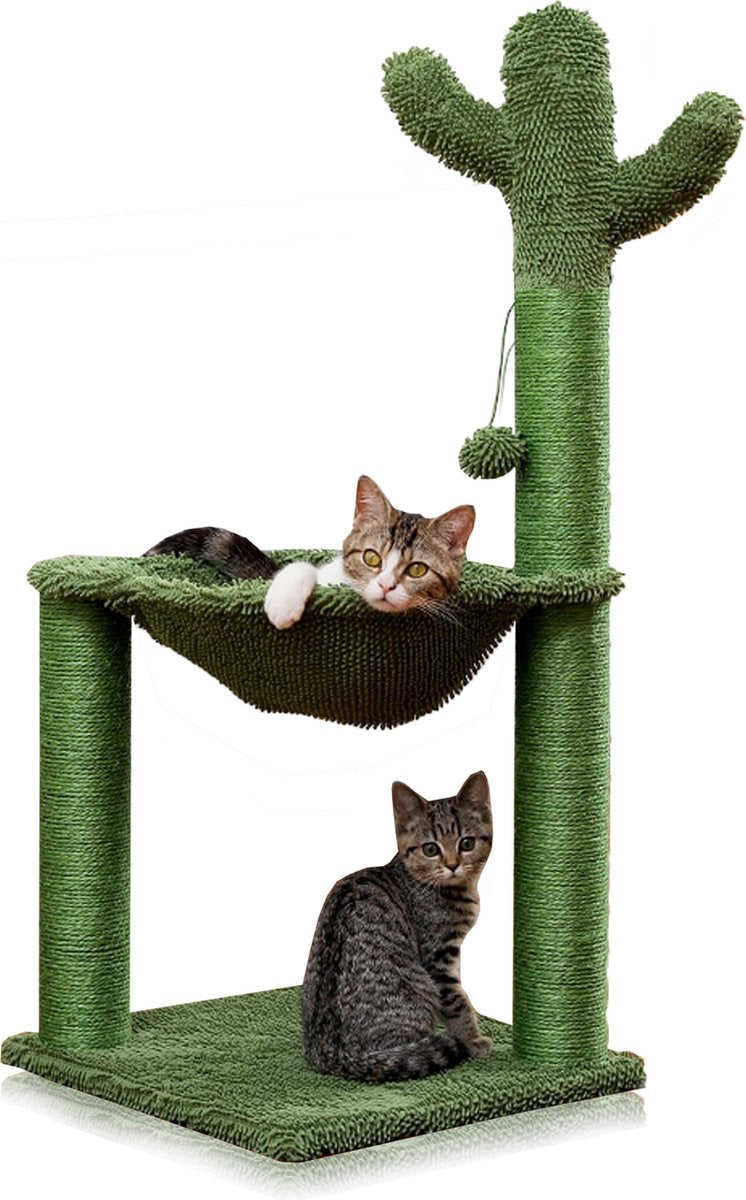 Happyment® Unieke Cactus Krabpaal voor Katten - Zachte Kattenmand hangmat - Kattenspeelgoed - Geschikt voor kleine kittens - 93 CM