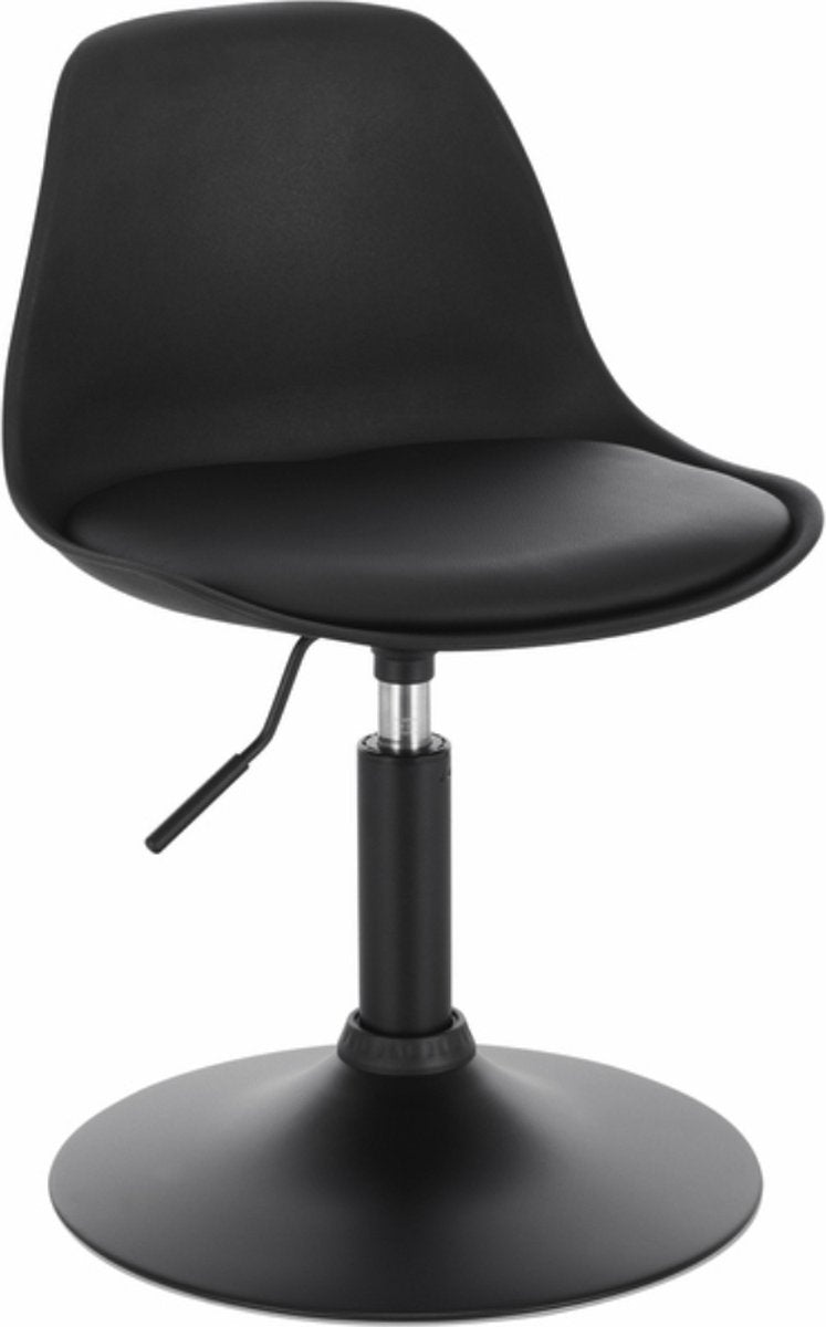 Mini Barkruk Diva - Zwart - Set van 1 - Kleine ronde kruk - Keuken - Barstoel - Kunstleer - Verstelbaar in hoogte - Zithoogte 37-49cm