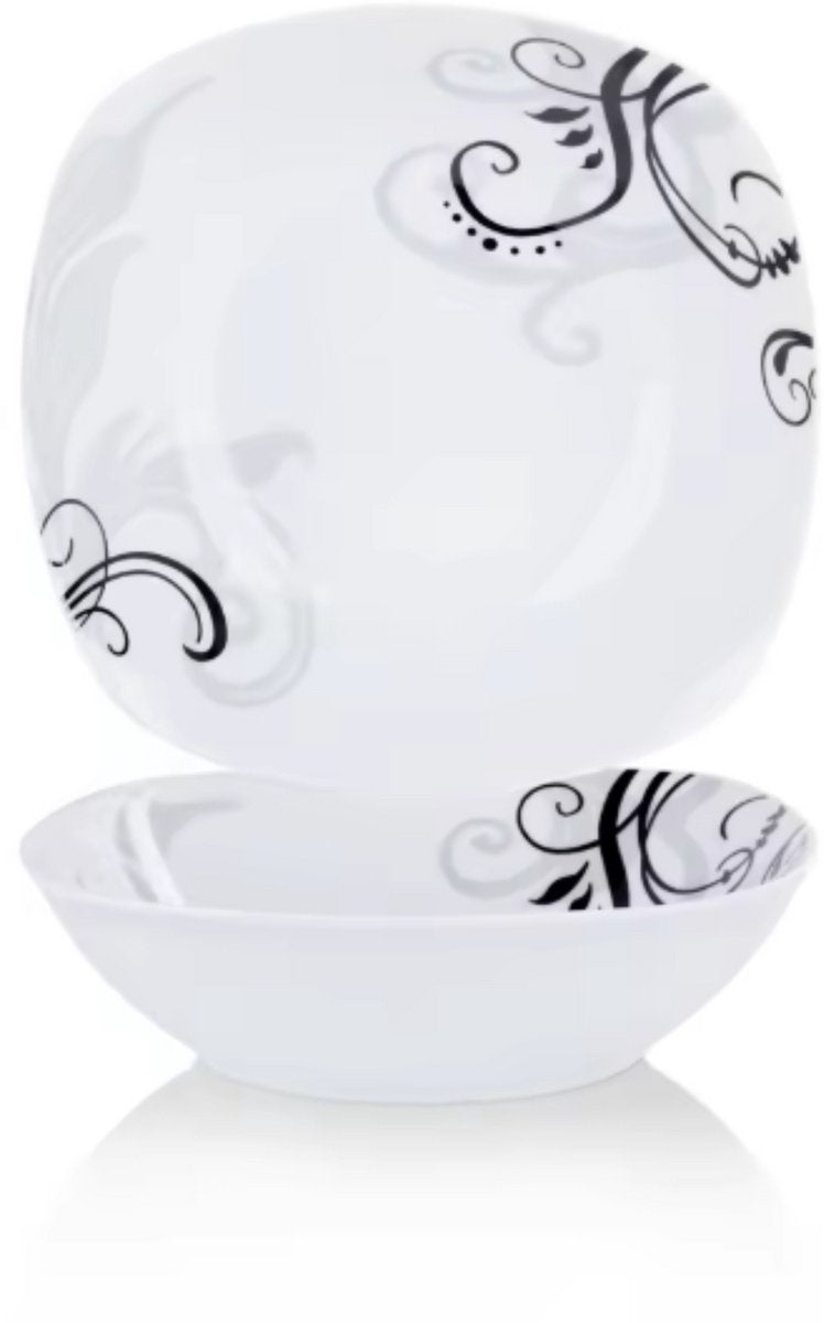 Lorentino Serviesset - 2 delig - 6 persoons - Wit - Dinerborden - Bordenset - Diepe borden - Ontbijtborden - Servies - Keukenservies