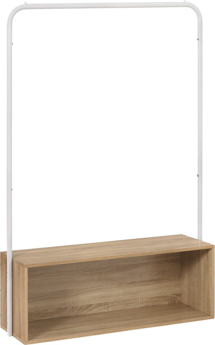 Kledingrek Doda - Met opbergruimte - 2 in 1 - Garderobekast organizer schoenenrek - Garderoberek - Opbergruimte - Kledingkast hout - Bruin