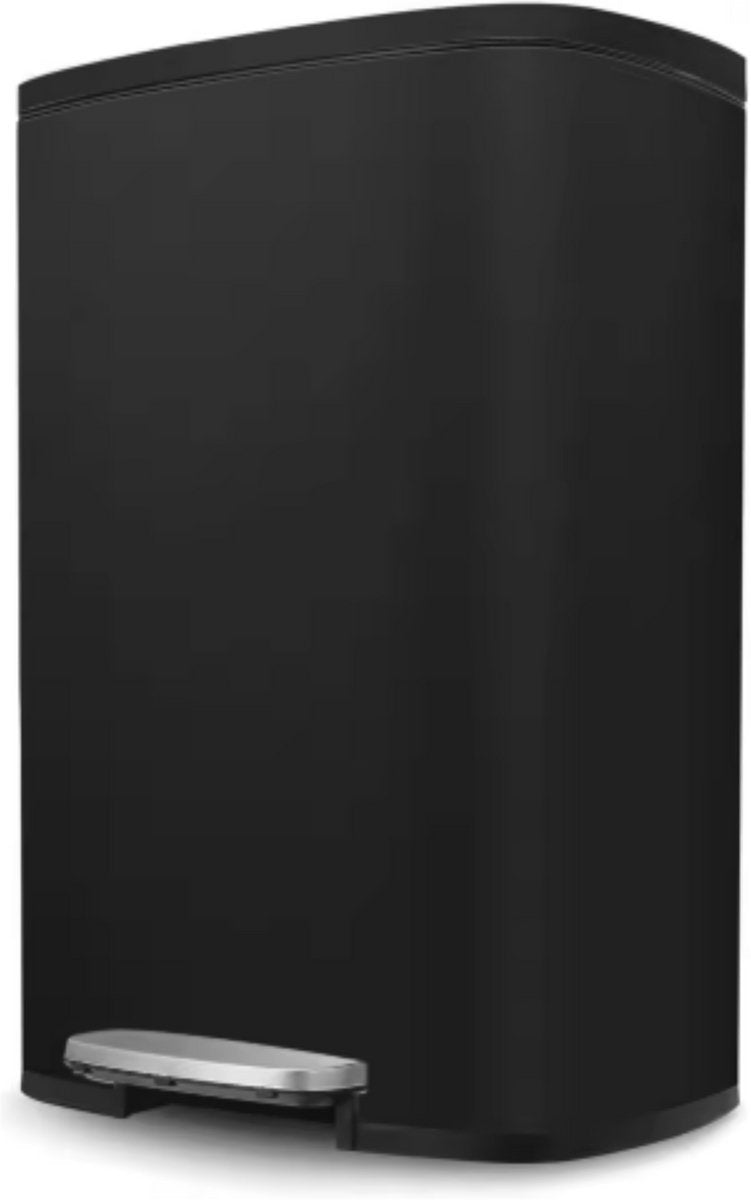 Luxe pedaalemmer - Zwart 50L - Prullenbak - Afvalscheiding - RVS - Softclose - Anti-slip