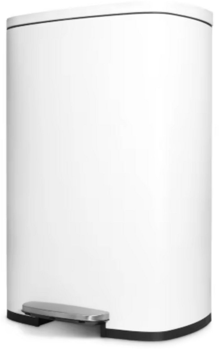 Luxe pedaalemmer - Wit 50L - Prullenbak - Afvalscheiding - RVS - Softclose - Anti-slip
