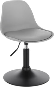 Mini Barkruk Ziva - Grijs - Set van 1 - Kleine ronde kruk - Keuken - Barstoel - Kunstleer - Verstelbaar in hoogte - Zithoogte 37-49cm