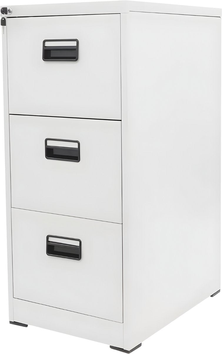 Archiefkast - Opberkast - Kantoorkast - Voor kantoor en thuis - Met 3 laden - Wit