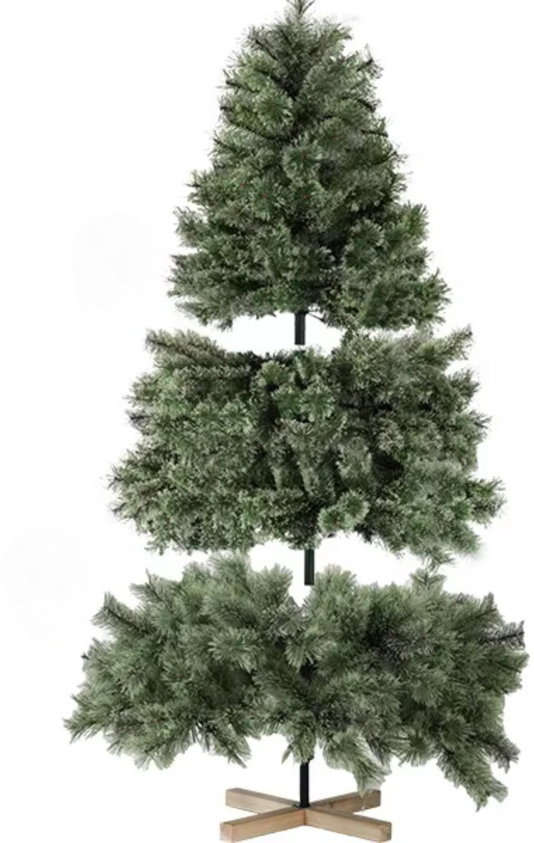 Kerstboom 180cm - Zonder LED verlichting - Met houten standaard Kunstkerstboom - Voor Kerstdecoratie - PVC