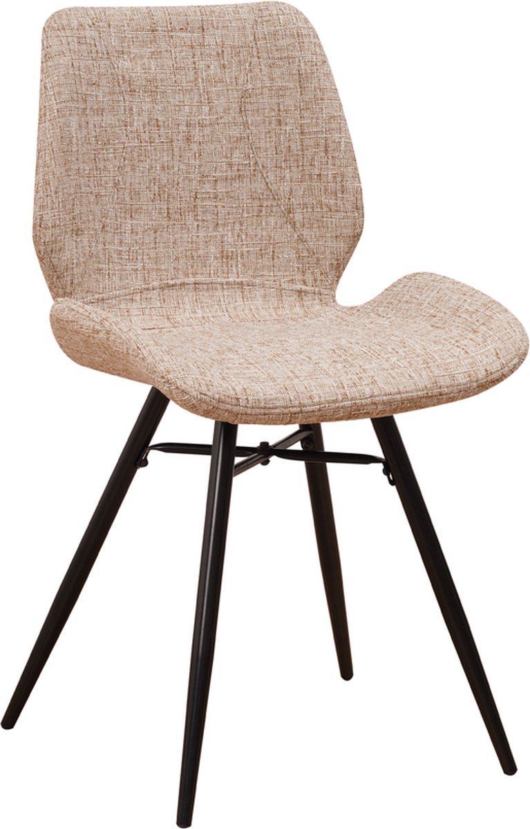 Eetkamerstoel - Chenille bekleding - Hoge rug - Met metalen poten - Stof - Grijs