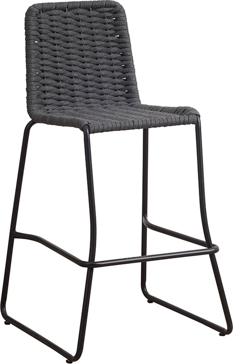 Bolt Edge Barkruk Rotan - Antraciet/Zwart - Rieten - Rugleuning - 74cm Hoog - Voor Buiten