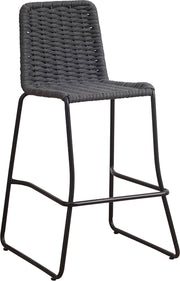 Bolt Edge Barkruk Rotan - Antraciet/Zwart - Rieten - Rugleuning - 74cm Hoog - Voor Buiten