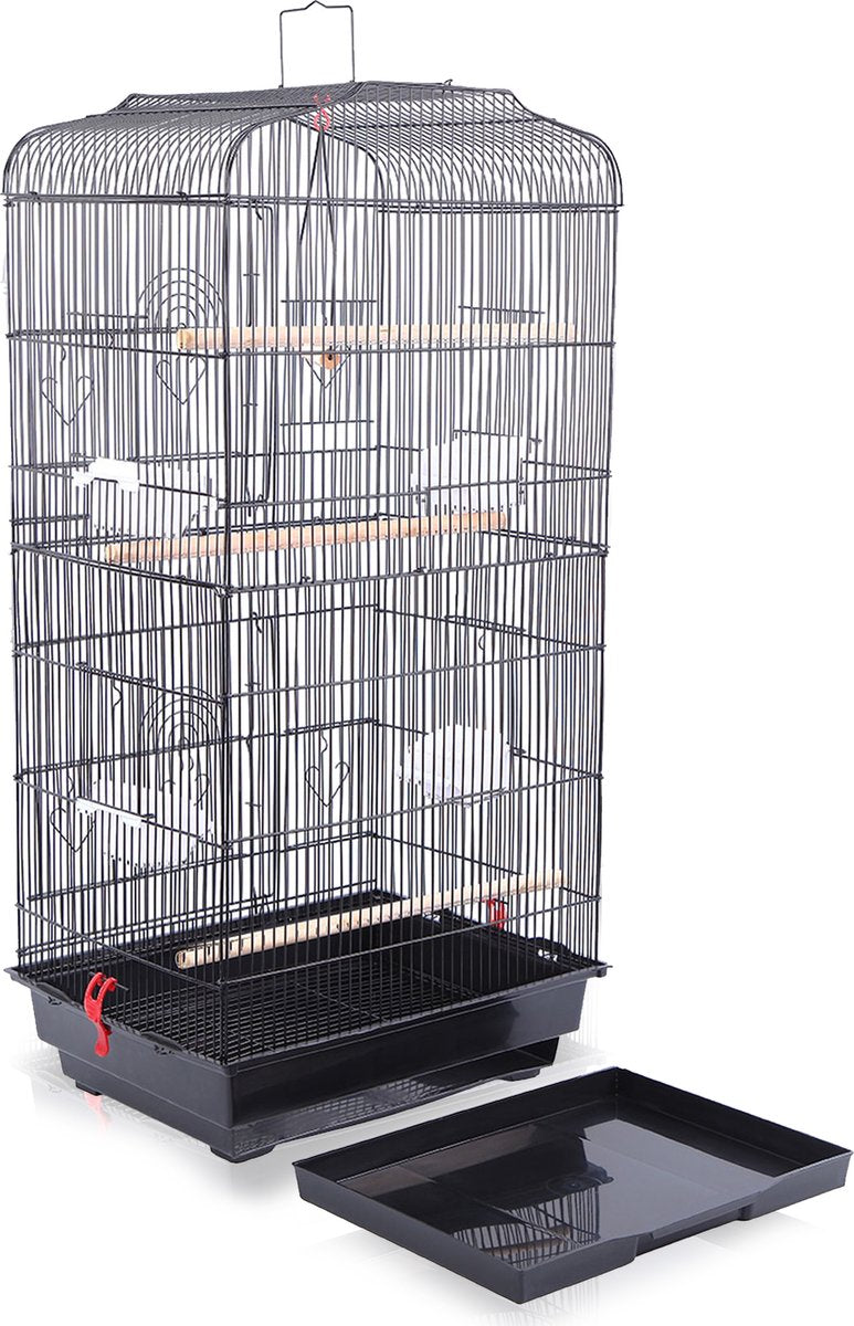 Happyment® Vogelkooi voor binnen en buiten - Met voerbakken - Voliere - Met standaard - Black friday - Sinterklaas - Kerstcadeau - 92x34x44 cm