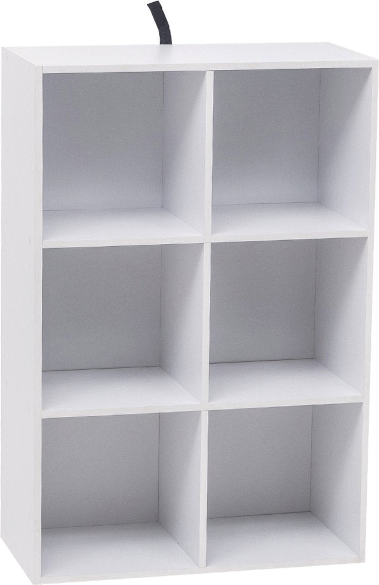 Happyment Boekenkast Deluxe - 6 vakken - Wit - 60x29.5x89cm - Boekenplank - Woonkamer, slaapkamer en kinderkamer - Hout - MDF