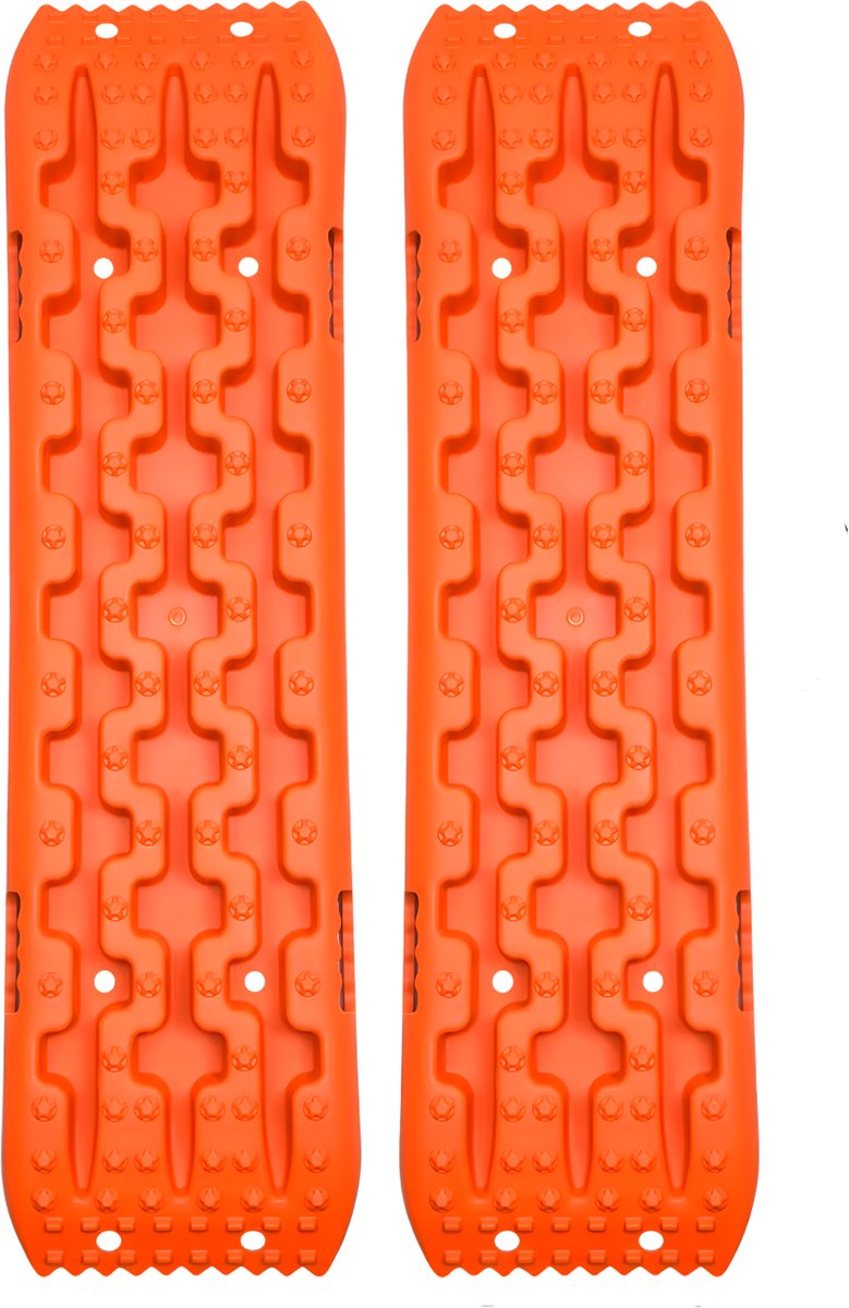 Oprijplaat 2-delig - Tractiebord 2-delig - Oprijblokken - Voor Offroad, Sneeuw & Modder - voor campers & voertuigen - Zand of sneeuw - Oranje