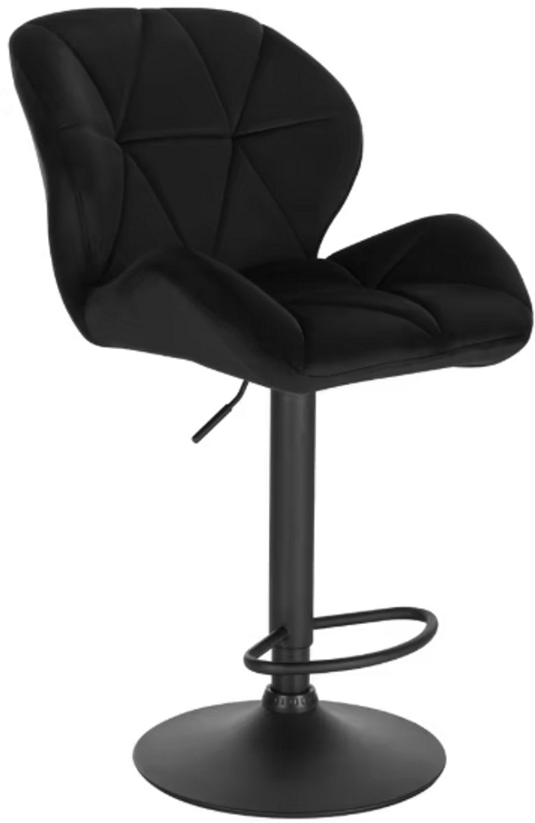 Barkruk - Zwart Velvet - Rugleuning - Verstelbaar - Zithoogte 60-82cm
