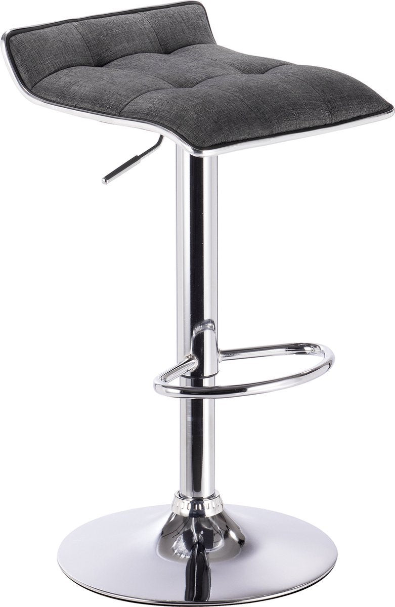 Barkruk - Donkergrijs - Linnen - Verstelbaar - Mini rugleuning - Zithoogte 62-84cm - Set van 1