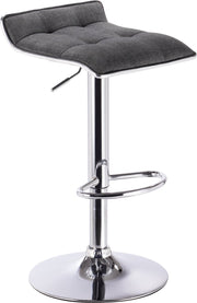 Barkruk - Donkergrijs - Linnen - Verstelbaar - Mini rugleuning - Zithoogte 62-84cm - Set van 1