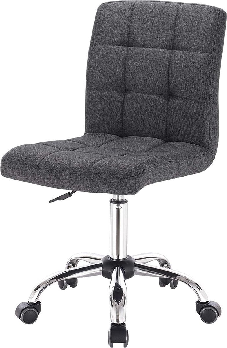 Werkkruk - Donkergrijs - Ergonomisch - Stoffen bekleding - Op wieltjes