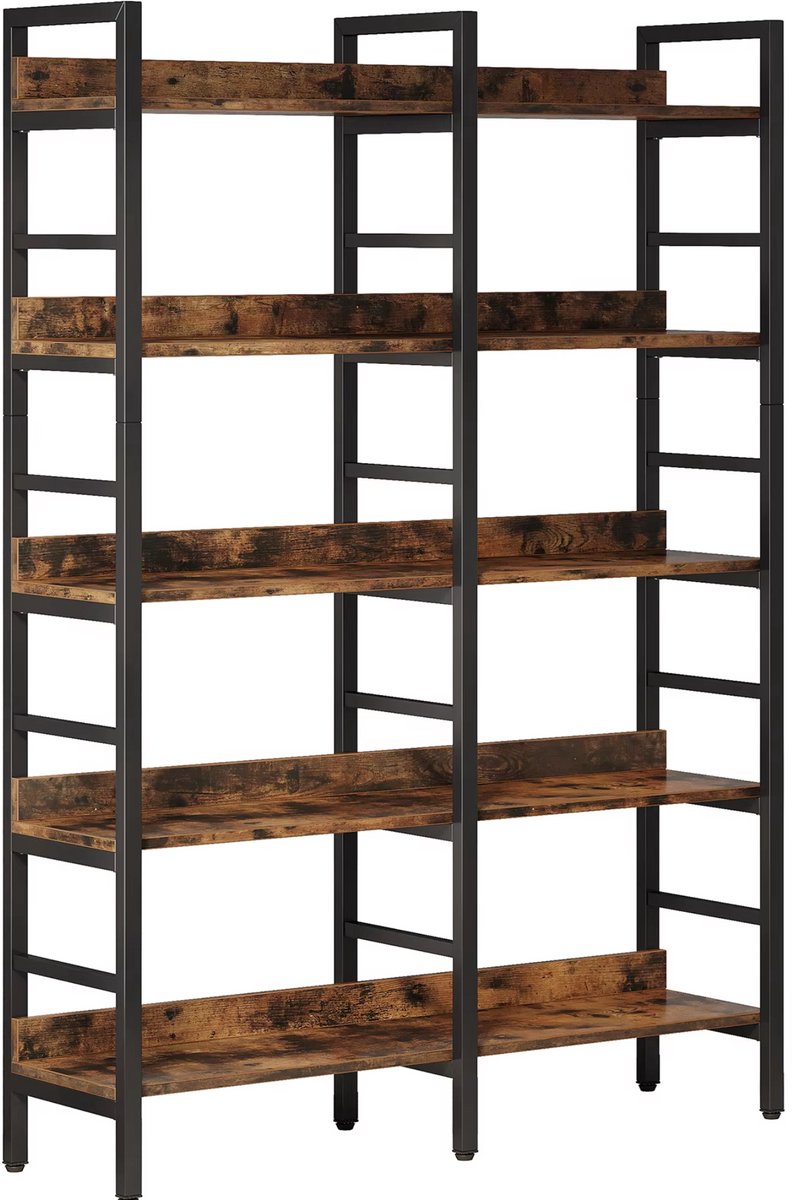 5-laags Boekenkast - Boekenplank - Wandplank - Boekenrek - Voor opslag / woonkamer / kantoor - Bruin