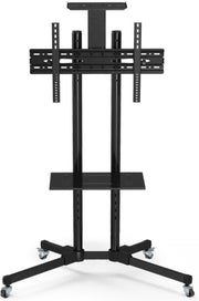 Happyment TV standaard verrijdbaar - Verstelbaar tot 173cm - Mobiele tv voet universeel - Op wielen - 32 t/m 65 inch Black friday - Kerstcadeau