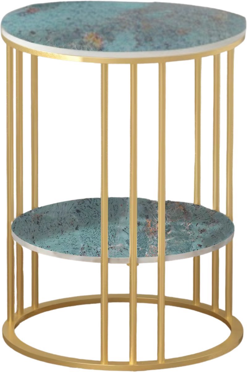 Bijzettafel Malito - Ronde bijzettafel - Salontafel - Woonkamer - Emerald look - Side table - 40cm
