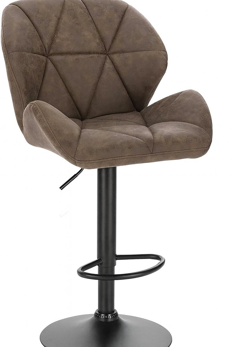 Barkruk - Bruin Kunstleer - Rugleuning - Verstelbaar - Zithoogte 60-82cm