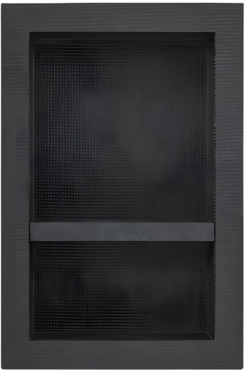 Douchenis - Wandnis - Inbouwnissen- Voor Badkamer & Douche - Zwart - 2 vakken - 41 × 107 cm