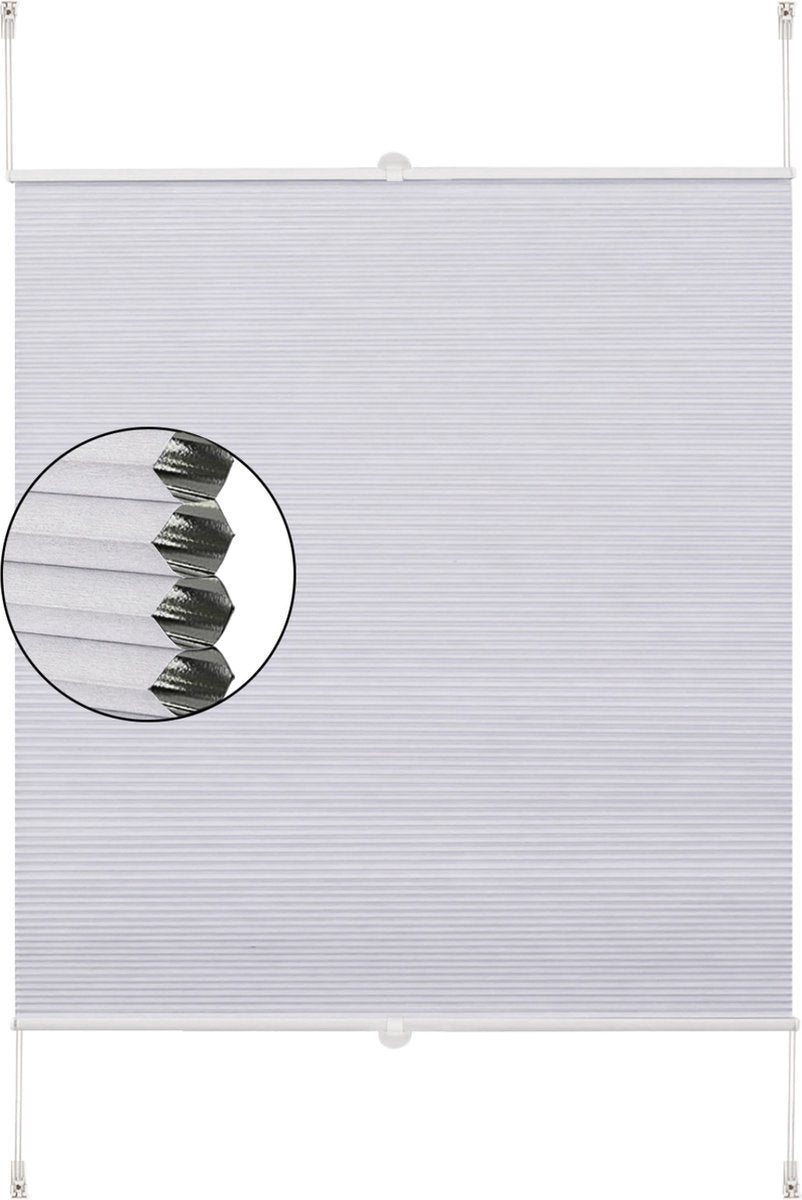 Honinggraat Gordijn - Wit - Lichtdoorlatend - 85x130cm - Zonder boren