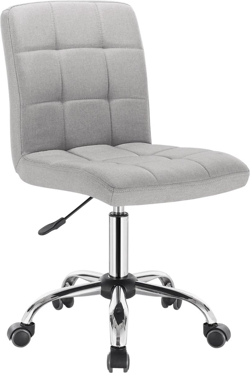 Werkkruk - Grijs Stof - Verstelbaar - Ergonomisch - Op Wieltjes