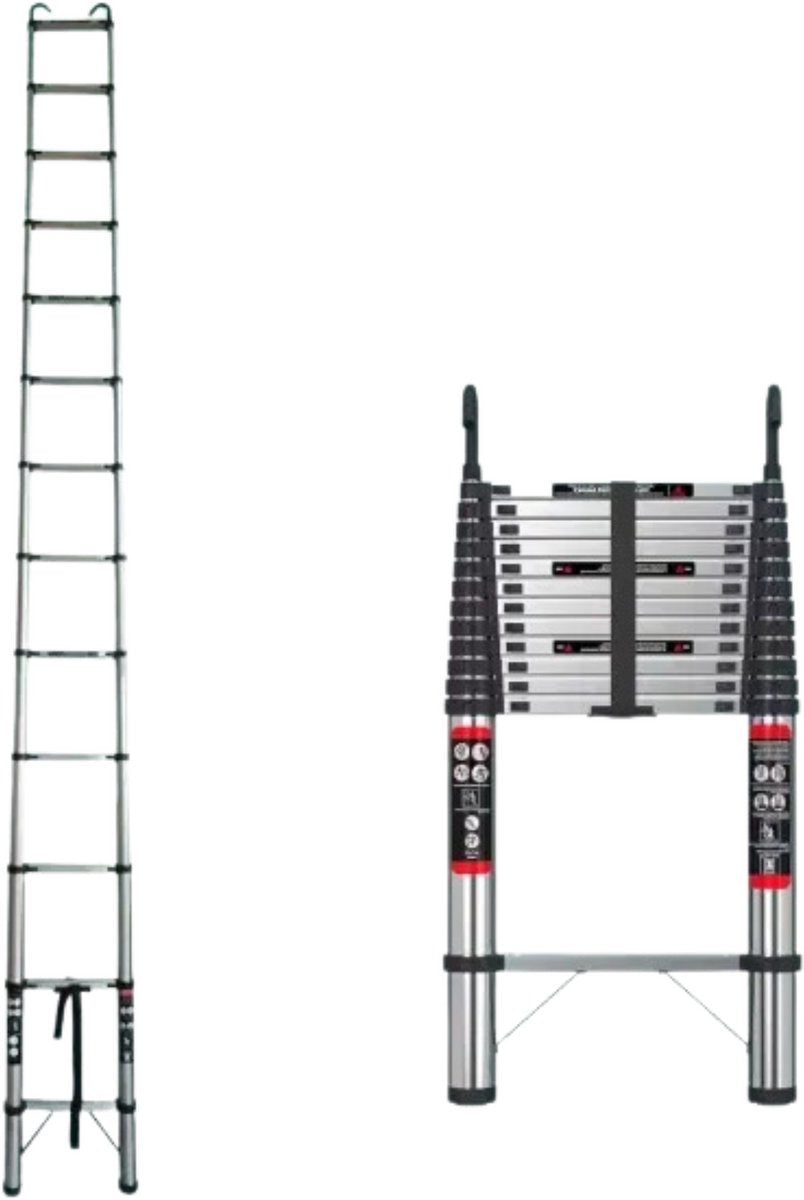 Telescopische Ladder Fioren - Roestvrijstalen Vouwladder - Draagbare Uitschuifbare Loft Ladder - Max. Belasting 150kg/330lb - EN131