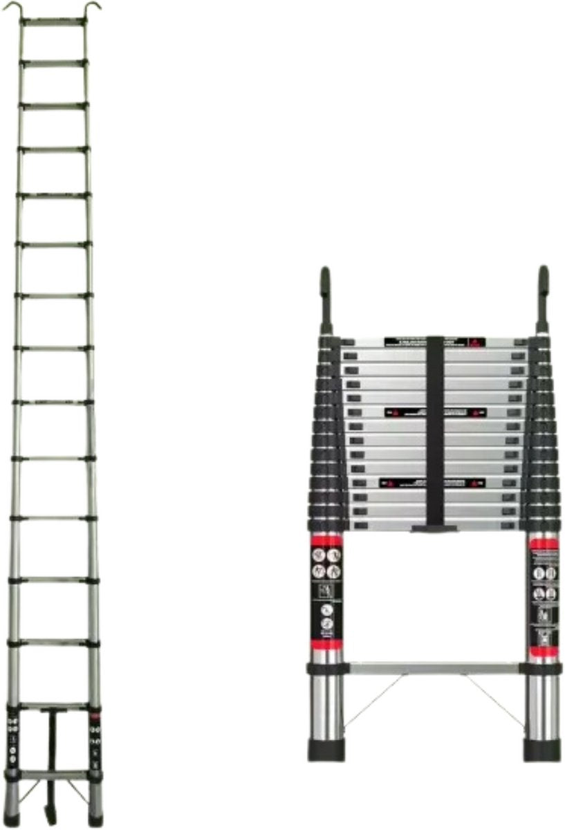 Telescopische Ladder Lyra - 440CM - Roestvrijstalen Vouwladder - Draagbare Uitschuifbare Loft Ladder - Max. Belasting 150kg/330lb - EN131