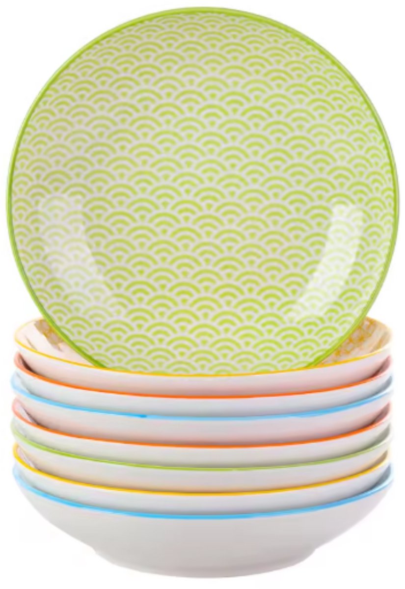 Valenza Serviesset - 8 delig - 4 persoons - Kleurrijk - Dinerborden - Bordenset - Diepe borden - Ontbijtborden - Servies - Keukenservies