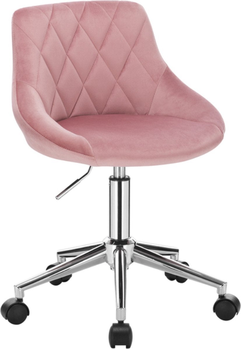 Bolt Edge Bureaustoel - Velvet - Roze - Ergonomisch - Op wielen - In hoogte verstelbaar