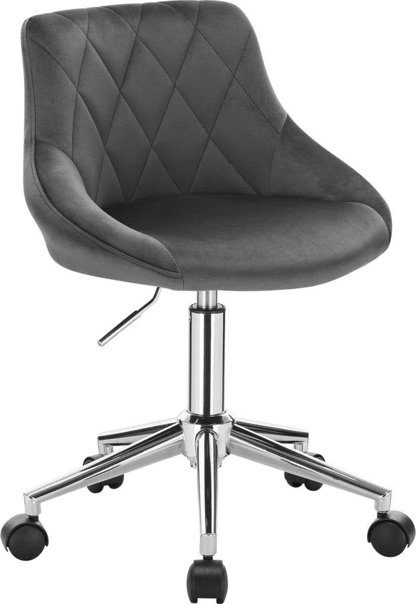 Bureaustoel - Donkergrijs - Ergonomisch - Velvet - Op Wielen - Verstelbaar
