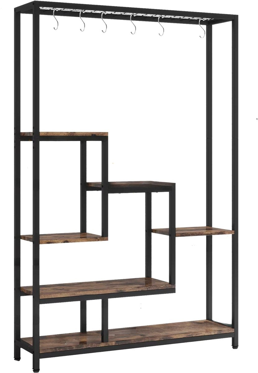 Plantenstandaard Lulu - 5 planken - Plantenrek voor binnen - 180cm - Plantentafel - Plantenladder - Zwart metaal