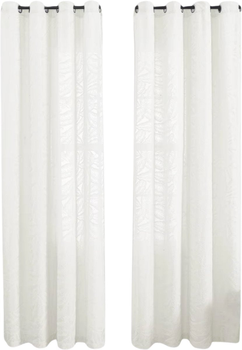 Gordijnen Lulu - Lichtdoorlatend - Met ringen - 140x213cm - Voor woonkamer & slaapkamer - Wit