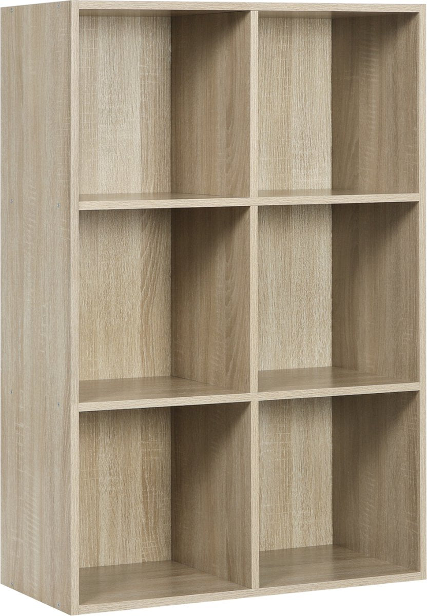 Happyment Boekenkast Yuda - 6 vakken - Oak - 60x29.5x89cm - Boekenplank - Woonkamer, slaapkamer en kinderkamer - Hout - MDF