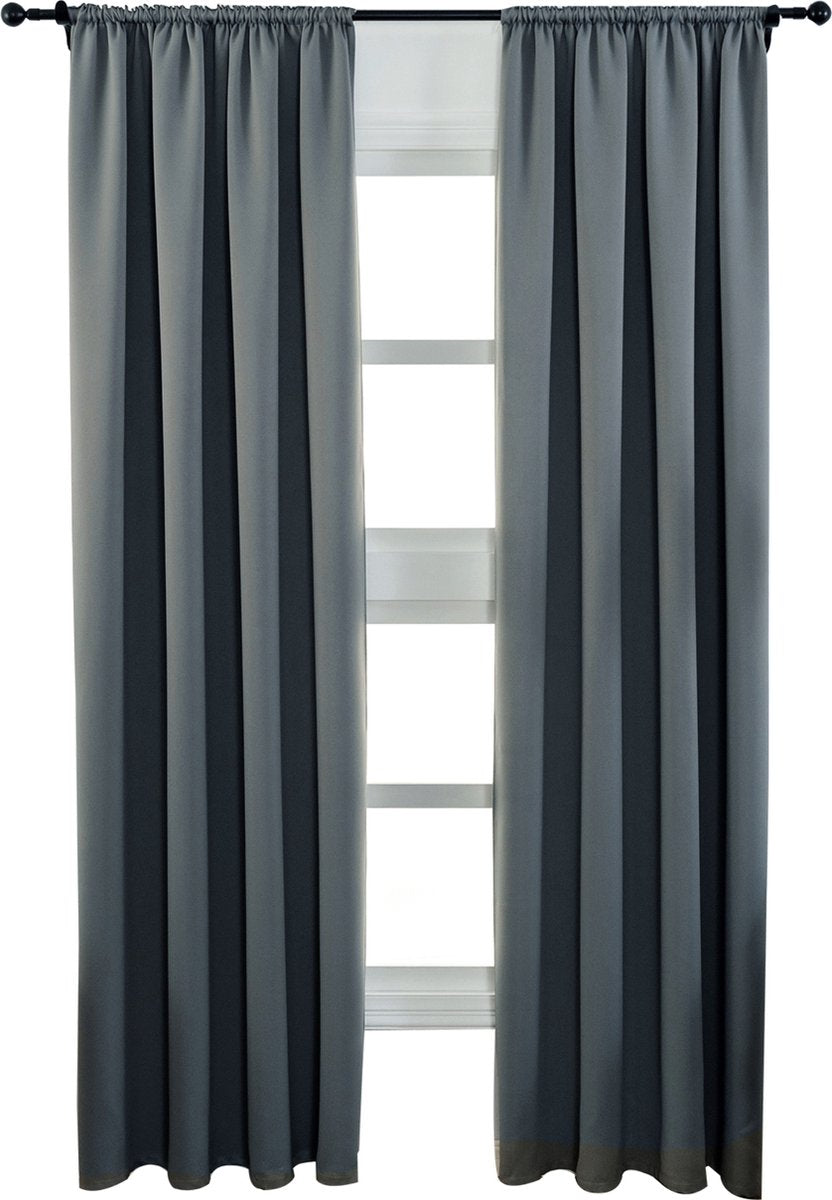 Happyment Gordijnen set Diva 2 stuks - Donkergrijs 135x175cm - Luxaflex - Verduisterend - met Plooiband - Fluweel Isolerend