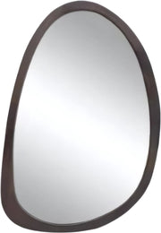 Wandspiegel Luxeus - Organisch - 50x70cm - Voor Woonkamer, Slaapkamer & Badkamer - Decoratieve - Walnoothouten Frame