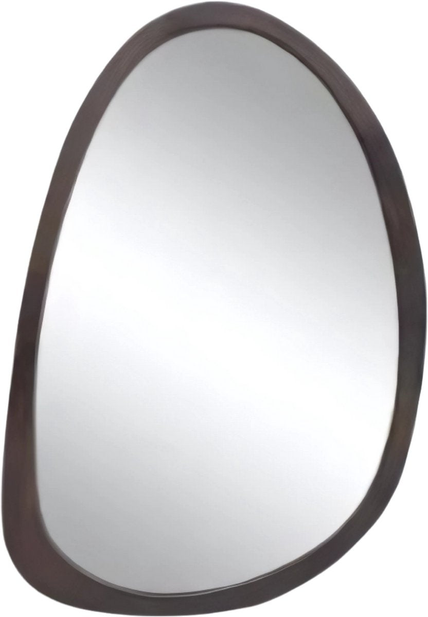 Wandspiegel Luxeus - Organisch - 50x70cm - Voor Woonkamer, Slaapkamer & Badkamer - Decoratieve - Walnoothouten Frame