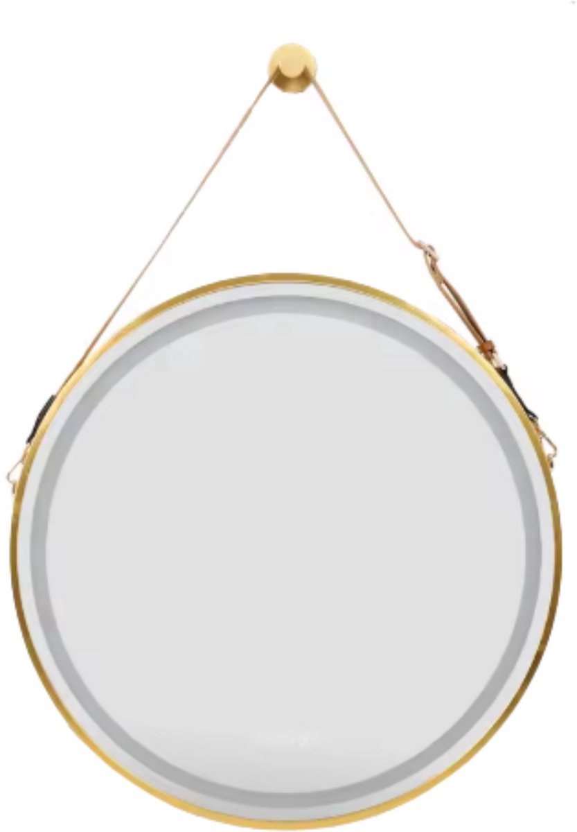 Ronde spiegel Valora - Met verlichting - 80cm - Voor Badkamer, Make-up & Wandmontage - Dimbaar licht met voorruitverluchting - Goud