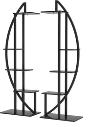 Ovale plantstandaard - Set van 2 - Voor binnentuin, woonkamer en balkon - Plantenrek - Plantentafel - Multifunctionele Gebogen Display Plank - Bloemenrek