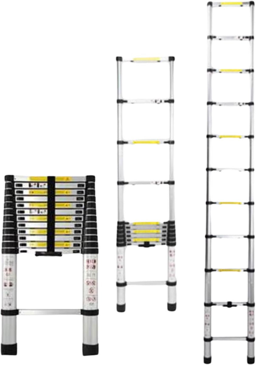 Telescopische Ladder 2,6M - Opvouwbare Aluminium Verlengladder - Lichtgewicht & Multifunctioneel - Max. 150KG