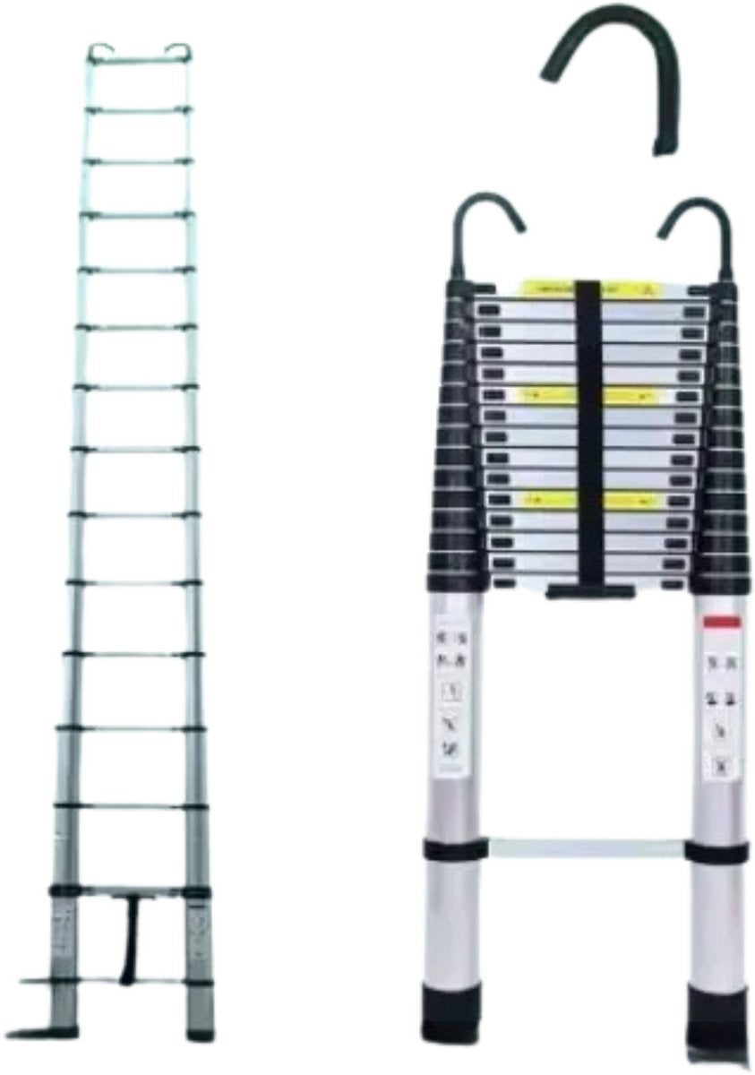 Telescopische Loft Ladder Mona - 620CM - Opvouwbare Trapladder - Uitschuifbare Aluminium Ladder - Draagbaar - EN131 - Max. Belasting 150kg/330lb