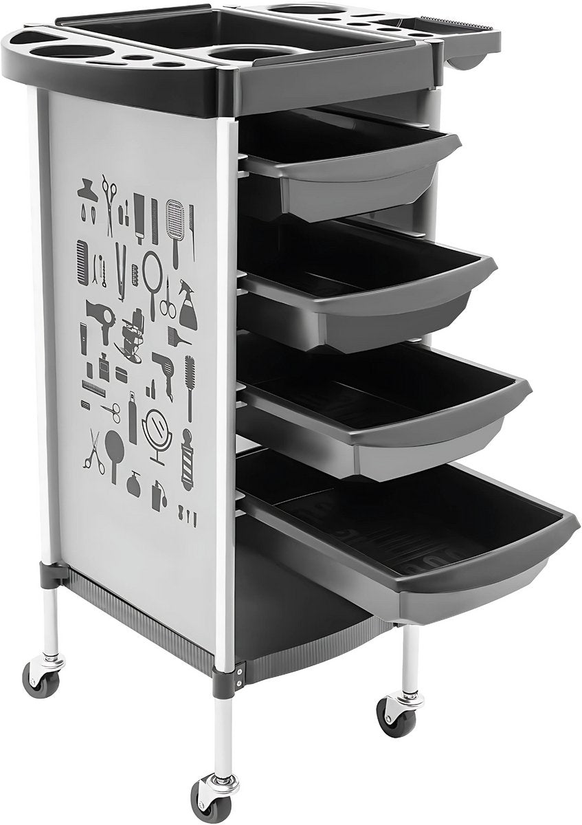 Kappers trolley Vera - Met wielen - Wit - Voor salons, spa’s en stylisten - Werkwagen