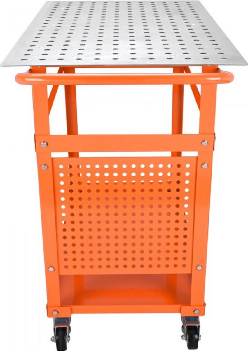 Mobiele wertktafel op wieltjes - Laswerkbank - Koolstofstalen Werkbank - 91.4x61cm - 272kg Gatentafel 216