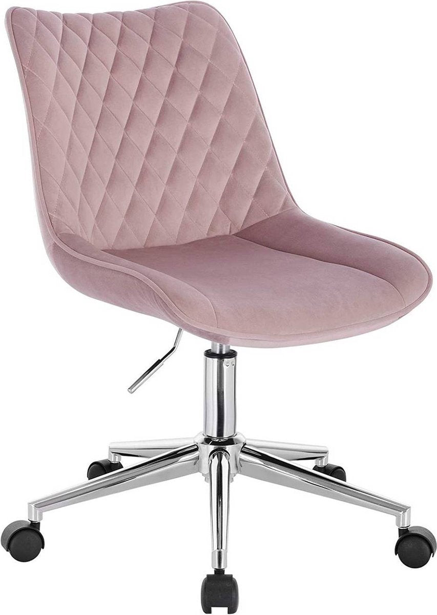 Bolt Edge Bureaustoel Deluxe - Roze Velvet - Ergonomisch Design - Verstelbare Hoogte - Voor Volwassenen - Op Wielen